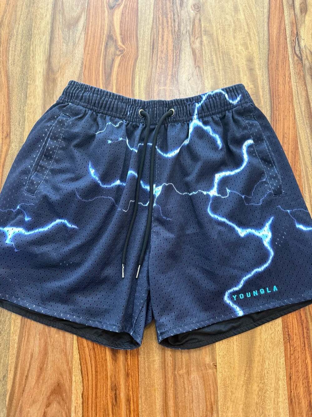 YoungLA Lightning Bolt Mesh Athletic Shorts